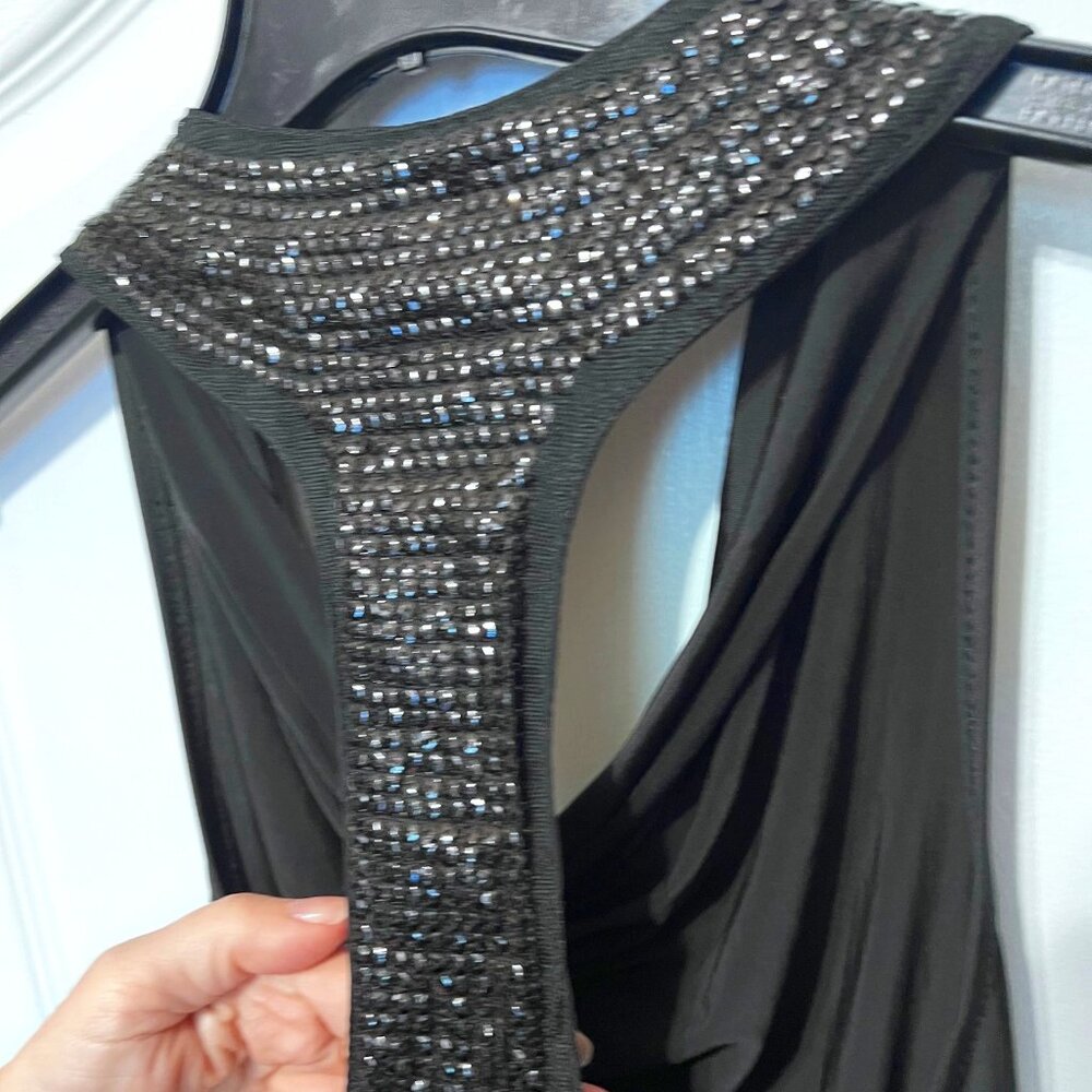 Voice Tank Top-Women's Razor/T Back-Sequins-Black-Size Medium-Drop Neck-Classic